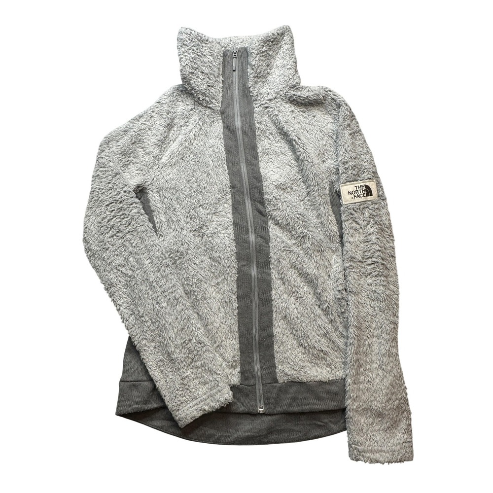The North Face Jacket Womens XS Gray Fuzzy Faux Fur Fleece Full Zip NF0A338M